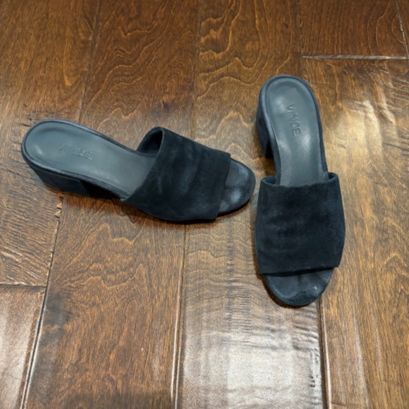 VINCE RACHELLE-2 Navy blue SUEDE mules sandals ITALY - Picture 6 of 7